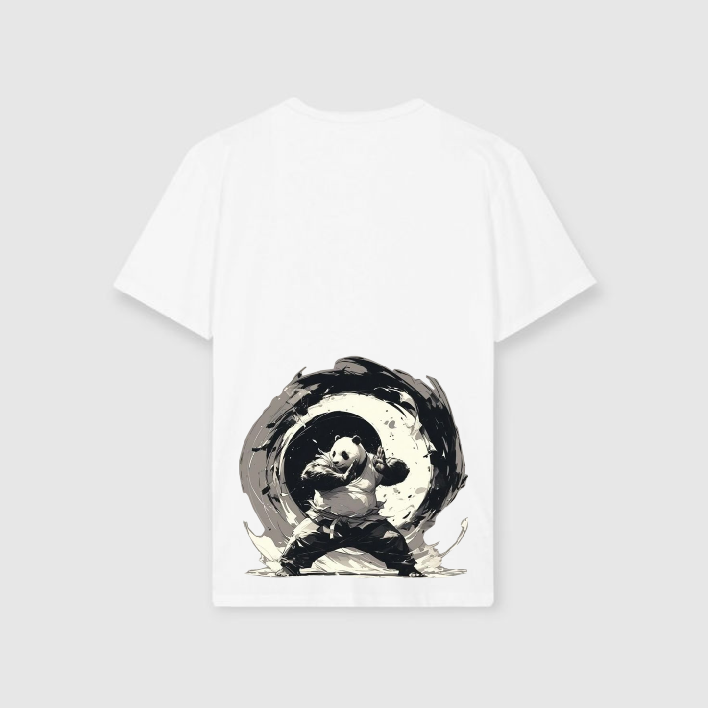 Yin Yang Warrior Tee White Martial Arts Shirt With Dynamic Motion Art And Streetwear Edge